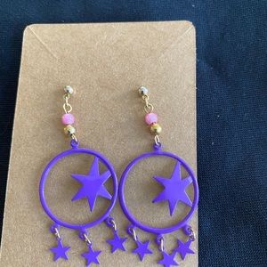 Vintage 80’s Earrings Purple star dangle fashion earrings